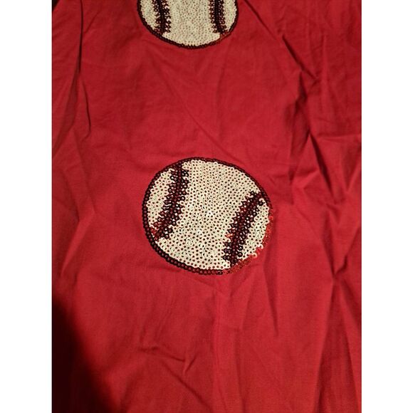 NEW Bibi Womens Small Baseball Game Day Dress Red Ruffle Sleeve Pockets - Picture 9 of 10